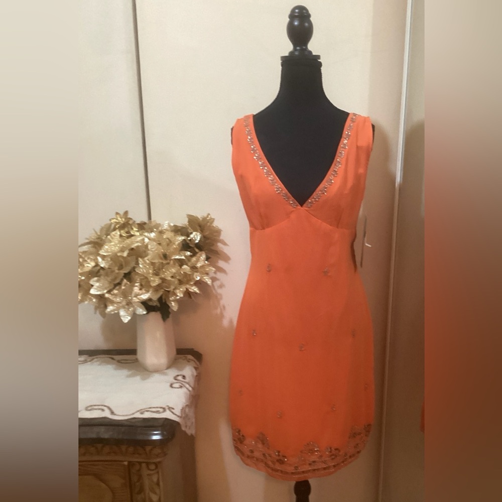 Rampage Orange Sleeveless Dress with Rhinestones.​